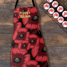 Moderne Red Poppy Muster Personalisiert Küche Schürze