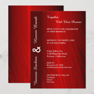 Moderne Red Satin Wedding Einladung