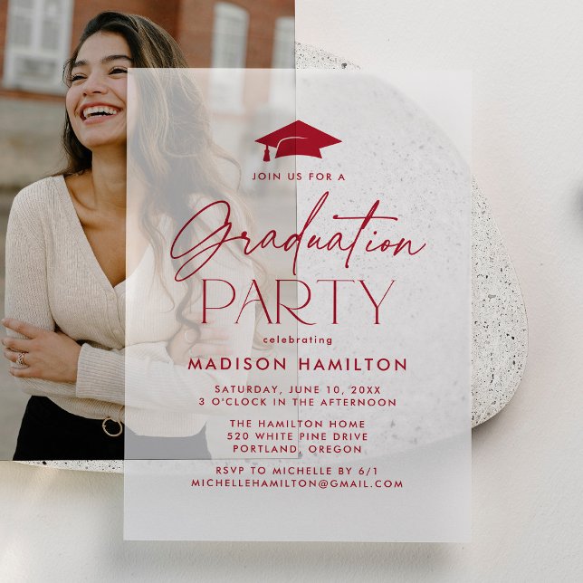 Moderne Red Script Graduation Party (Von Creator hochgeladen)