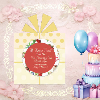 Moderne Red Strawberry Blue Berry Sweet Baby Dusch Runder Aufkleber