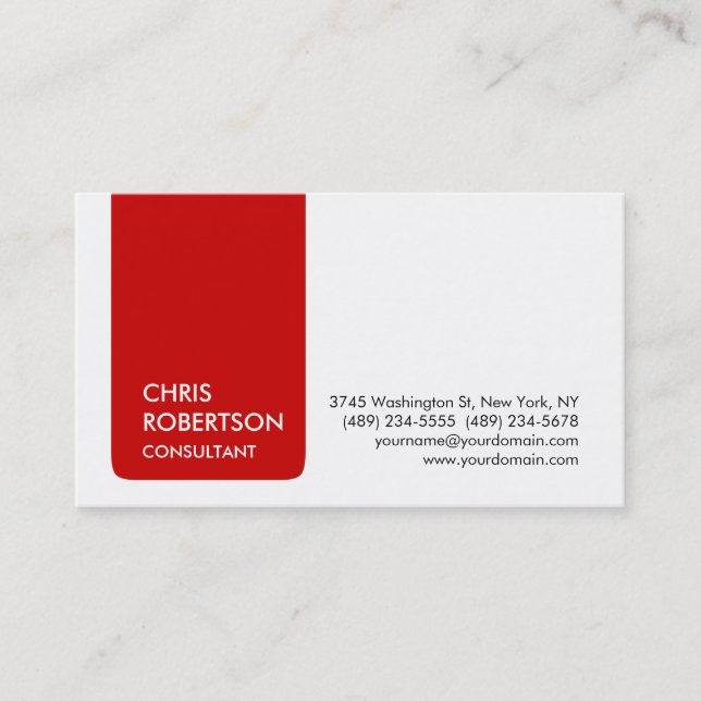 Moderne Red Strip White Attraktive Business Card Visitenkarte (Vorderseite)