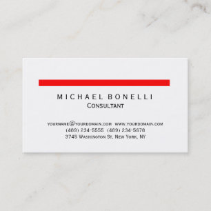 Moderne Red Stripe Minimal Consultant Business Car Visitenkarte