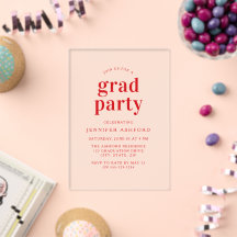 Moderne Red Trendy Graduation Party
