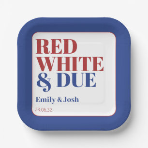 Moderne Red White and Due 4. Juli USA Baby Shower Pappteller