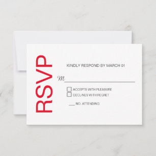 Moderne Red White Wedding RSVP Antwort