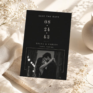 Moderne redaktionelle Save-The-Date-Foto-Karte. Save The Date
