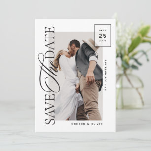 Moderne redaktionelle Schrift Foto-Hochzeit Save The Date