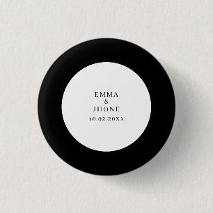 Moderne redaktionelle Schwarz-Weiß-Hochzeit Button