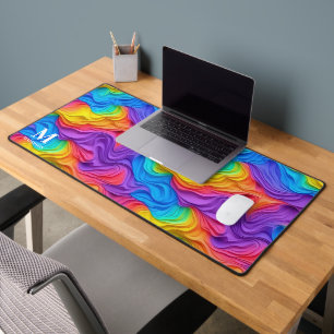 Moderne Regenbogen-Abstrakte Wirbel-Monogramm Schreibtischunterlage