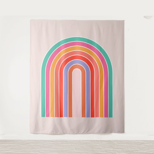 Moderne Regenbogen aus der Mitte des Jahrhunderts Wandteppich (Vorderseite)