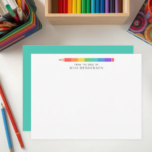 Moderne Regenbogen Bleistift benutzerdefinierte Le Mitteilungskarte