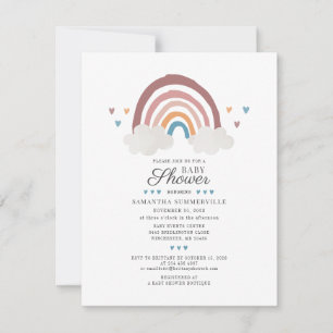 Moderne Regenbogen Boho Schrift Chic Babyparty Einladung