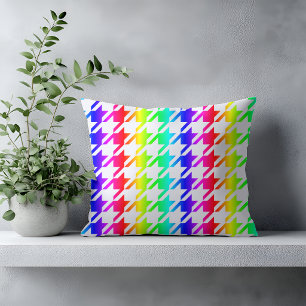 Moderne Regenbogen-Hahnentritt-Muster Kissen