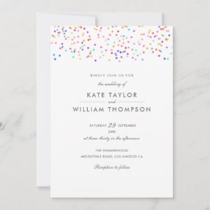 Moderne Regenbogen-Konfetti-Hochzeit Einladung