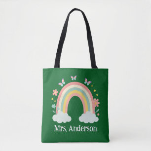 Moderne Regenbogen-Personalisierte-Lehrergeschenk- Tasche