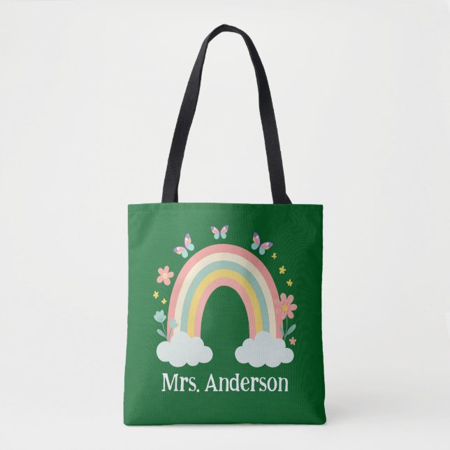 Moderne Regenbogen-Personalisierte-Lehrergeschenk- Tasche (Vorderseite)