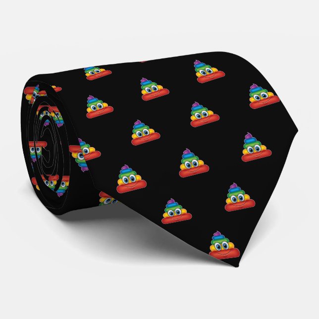 Moderne Regenbogen-Scheiß-Emoji Krawatte (Gerollt)