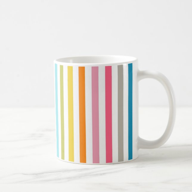 Moderne Regenbogen-Trendfarbene Streifen Kaffeetasse (Rechts)