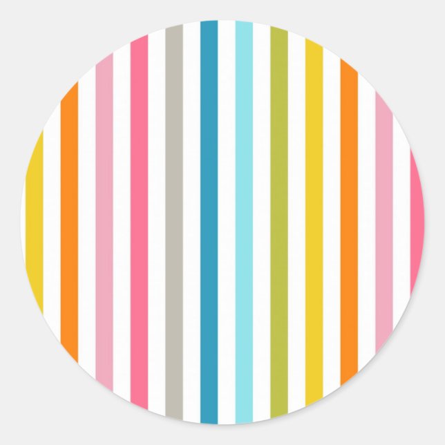Moderne Regenbogen-Trendfarbene Streifen Runder Aufkleber (Vorderseite)
