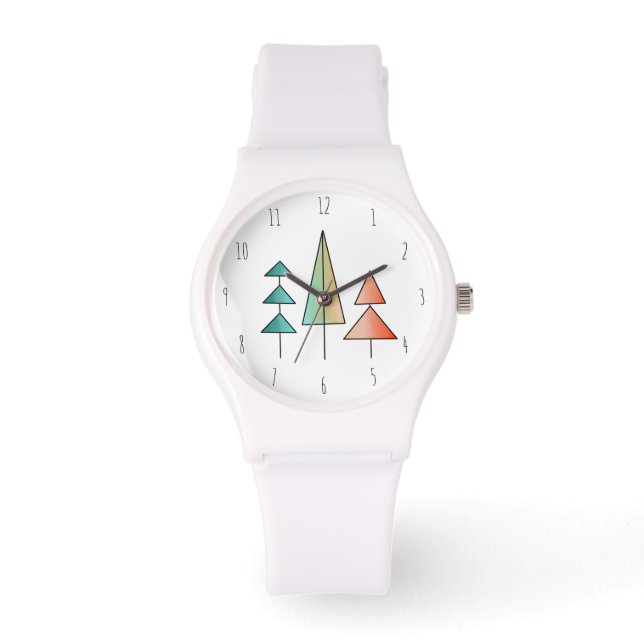 Moderne Regenbogenbäume im Mittelalter erröten aqu Armbanduhr (Vorderseite)
