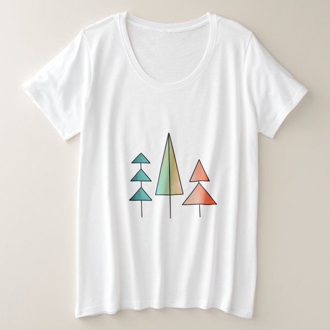 Moderne Regenbogenbäume im Mittelalter erröten aqu Große Größe T-Shirt (Design vorne)