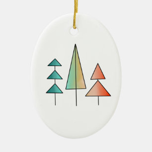 moderne Regenbogenbäume in Teal und Rosé Mitte des Keramik Ornament