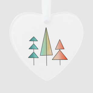 moderne Regenbogenbäume in Teal und Rosé Mitte des Ornament