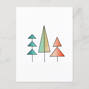 moderne Regenbogenbäume in Teal und Rosé Mitte des Postkarte