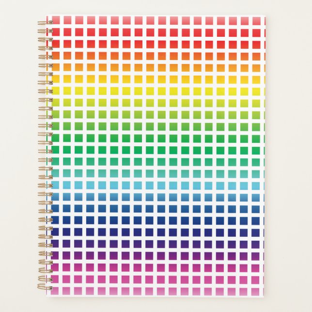 Moderne Regenbogenfarben kariertes Rastermuster Planer (Vorderseite)