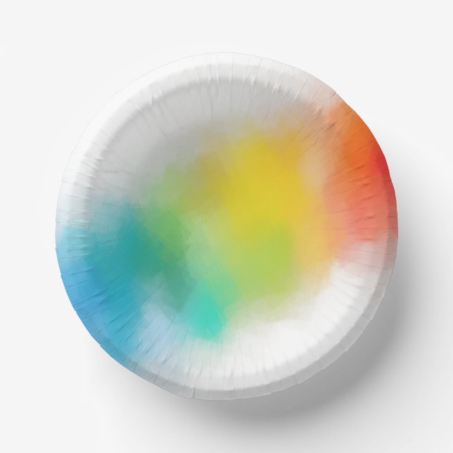 Moderne Regenbogenfarben Rosa Blau Lila Gelb Pappteller (Vorderseite)