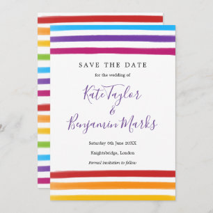 Moderne Regenbogenfarben Save the Date Karte