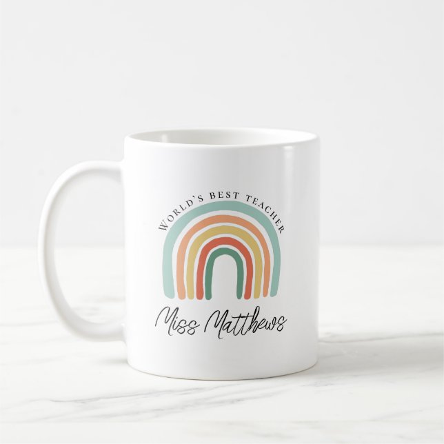 Moderne Regenbogenlehrerin Danke, dass ihr Coffees Kaffeetasse (Links)