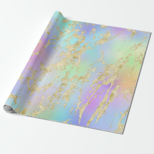 Moderne Regenbogenverlauf und Goldmarmor-Muster Geschenkpapier