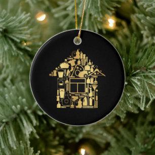Moderne Reinigung von Gold und Schwarz Keramik Ornament
