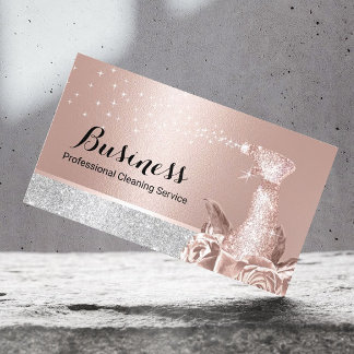 Moderne Reinigungs-Service-Rose Gold Floral Spray Visitenkarte
