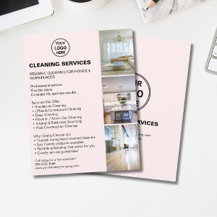 Moderne Reinigungsdienstleistungen Foto Logo Rosa Flyer