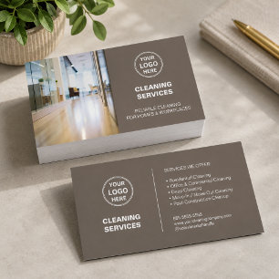 Moderne Reinigungsdienstleistungen Foto-Logo Taupe Visitenkarte