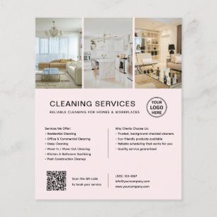 Moderne Reinigungsdienstleistungen QR Rosa Geschäf Flyer