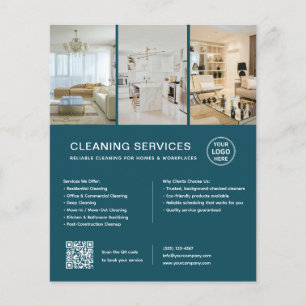 Moderne Reinigungsdienstleistungen Teal QR Geschäf Flyer