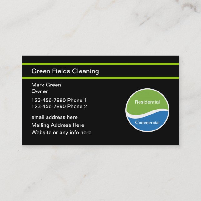 Moderne Reinigungsservice Business Cards Visitenkarte (Vorderseite)