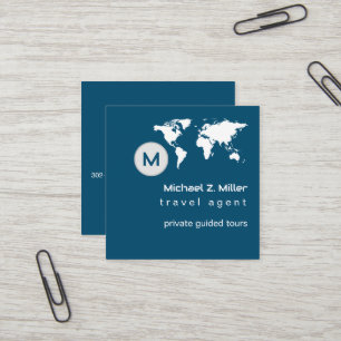 Moderne Reisen Agent Tour Adventures Ozean-Blau Quadratische Visitenkarte