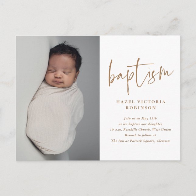 Moderne religiöse Taufe & Christening Einladung Postkarte (Vorderseite)