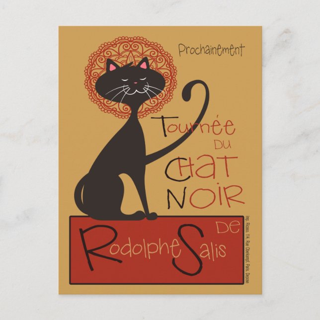 Moderne Remake von Le Chat Noir Black Cat Postkarte (Vorderseite)