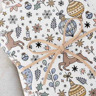 Moderne Rentier-Muster Personalisierte Weihnachten Geschenkpapier Set