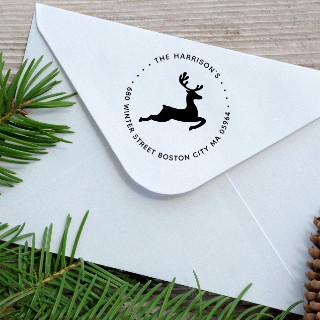 Moderne Rentier-Rücksendeadresse Gummistempel (Modern Reindeer Return Address Rubber Stamp)