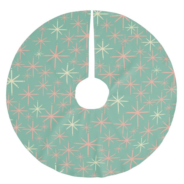 Moderne Retro-50er-Sternexplosionen des Mitteljahr Polyester Weihnachtsbaumdecke (Vorderseite)