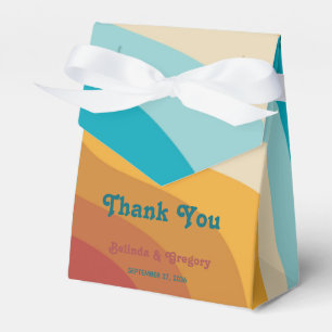 Moderne Retro 70er Jahre farbenfrohe Regenbogenwel Geschenkschachtel