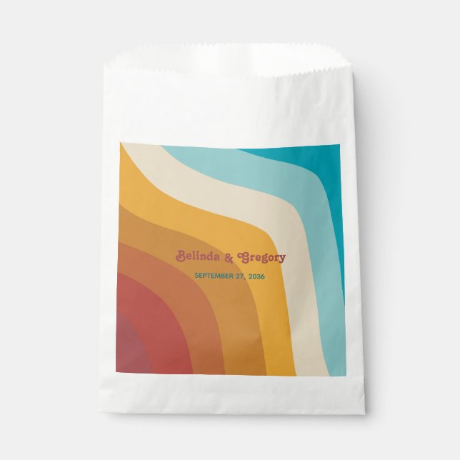 Moderne Retro 70er Jahre farbenfrohe Regenbogenwel Geschenktütchen (Vorderseite)