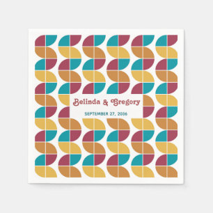 Moderne Retro 70er Jahre Farbige Regenbogenwellen Serviette
