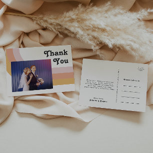 Moderne Retro 70er Jahre Rainbow Foto Hochzeit Vie Postkarte